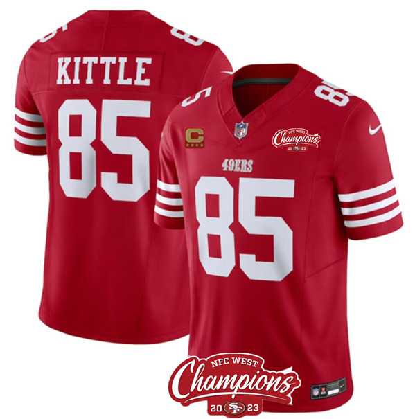 Men & Women & Youth San Francisco 49ers #85 George Kittle Red 2023 F.U.S.E. With 4-star C Ptach And NFC West Champions Patch Stitched Jersey->san francisco 49ers->NFL Jersey